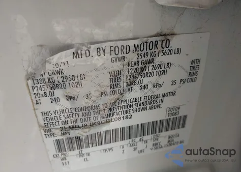 2012 Lincoln Mkx from USA, damaged, VIN 2LMDJ8JK3CBL08182